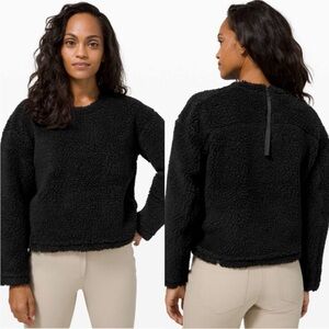 Lululemon "Wool Whenever" Black Crew Sherpa Fleece Pullover Sweater Sweatshirt